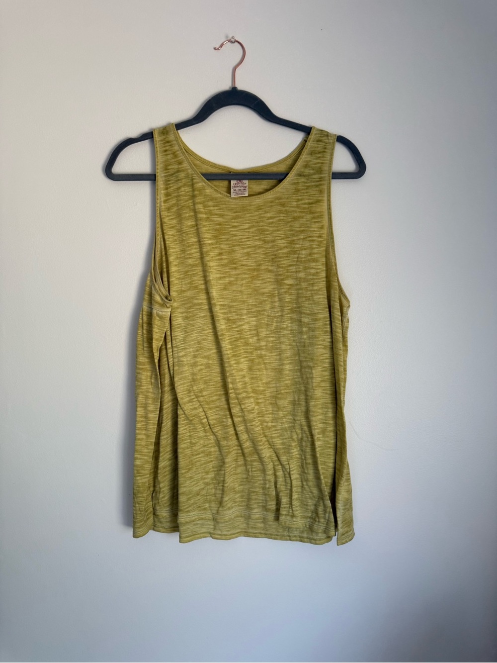Womens XL Faded Glory Warm Olive green Boho tank top: lagenlook summer relax